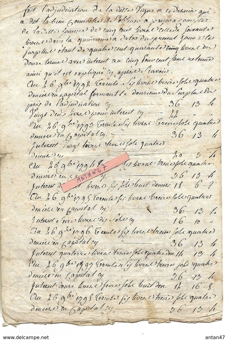 Adjudication Diverses Propriétés 1791 Par Le DIRECTOIRE à BESANCON / De Brégille à Mathius Le Doux - ... - 1799