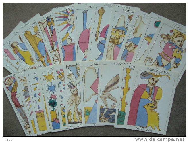 Christine Lesueur RARE Serie TAROT - 22 CP Signees !!!!!!!!!!!!!!!!!!! + 1 CP - Lesueur