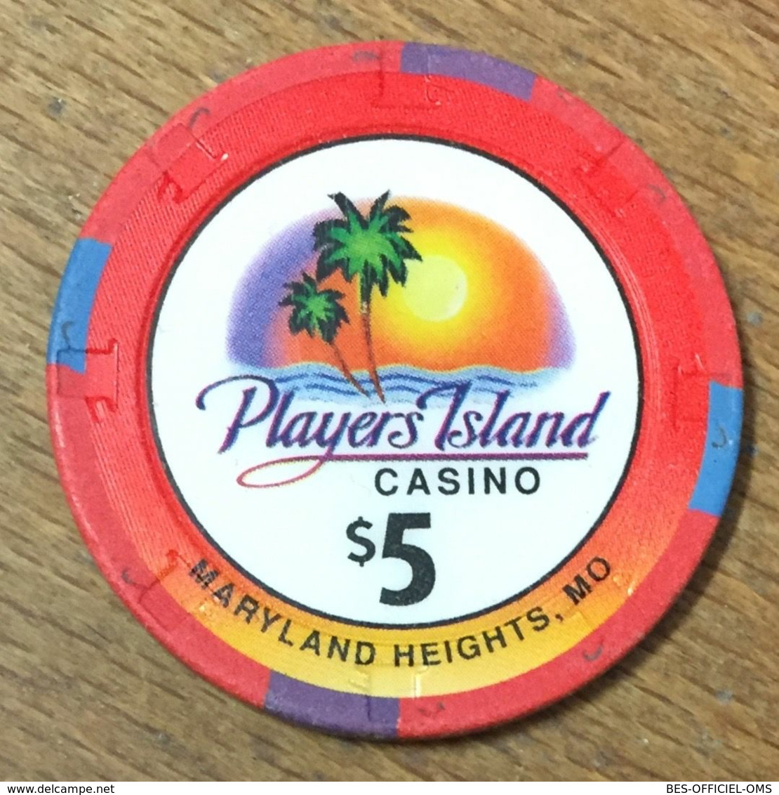 USA MARYLAND PLAYERS ISLAND CASINO CHIP $ 5 JETON TOKENS COINS GAMING CLOSED FERMÉ - Casino