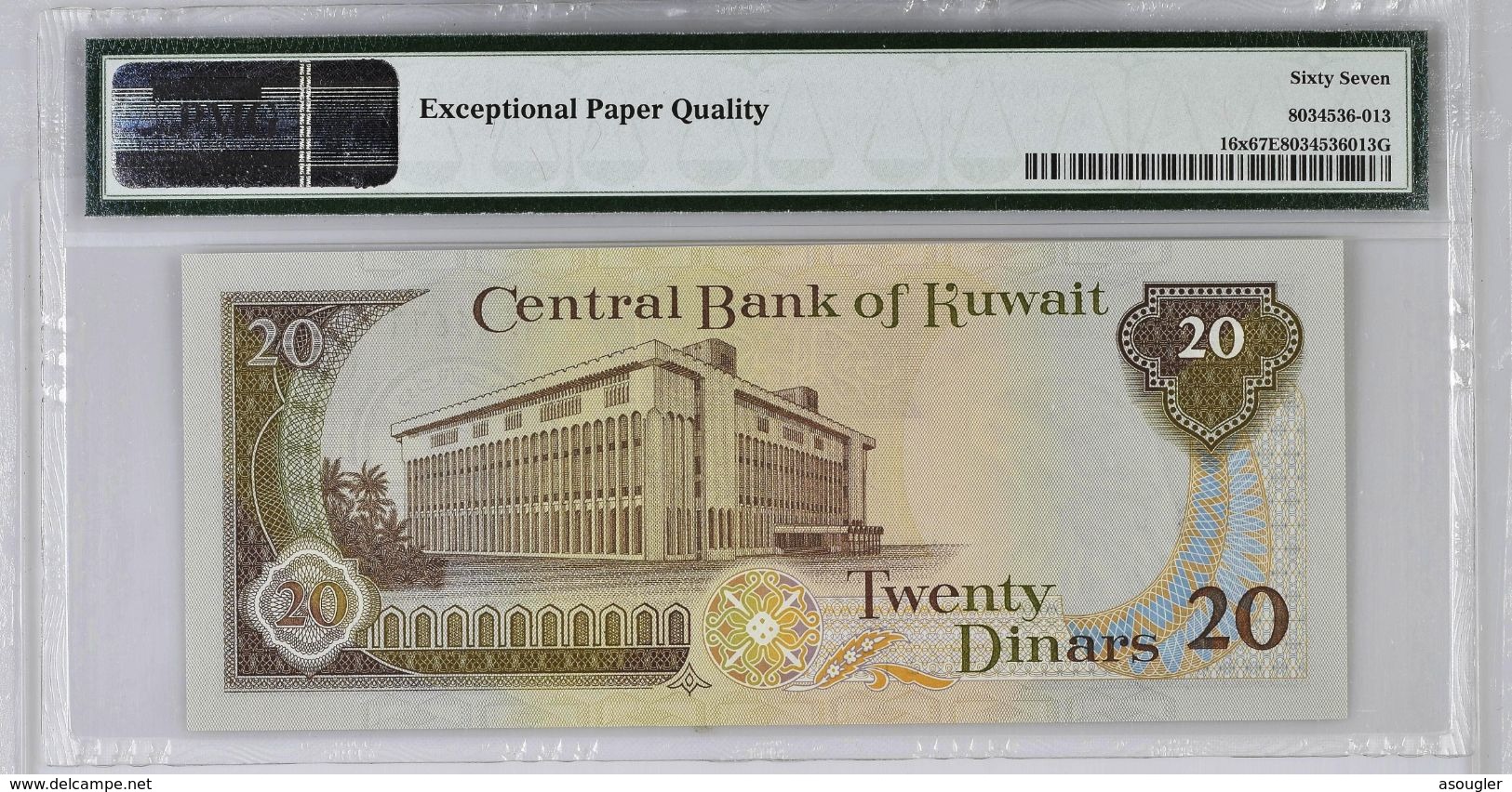 KUWAIT 20 DINARS ND L.1968 (1986-1991) UNC PMG 67 EPQ P-16x "free Shipping Via Registered Air Mail" - Kuwait