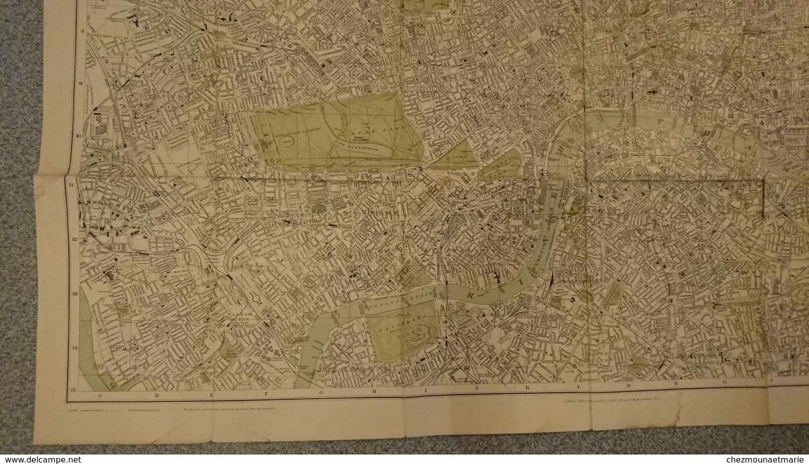 1909 LONDRES - CARTE PLAN LONDON POST OFFICE DIRECTORY 180*76 CM