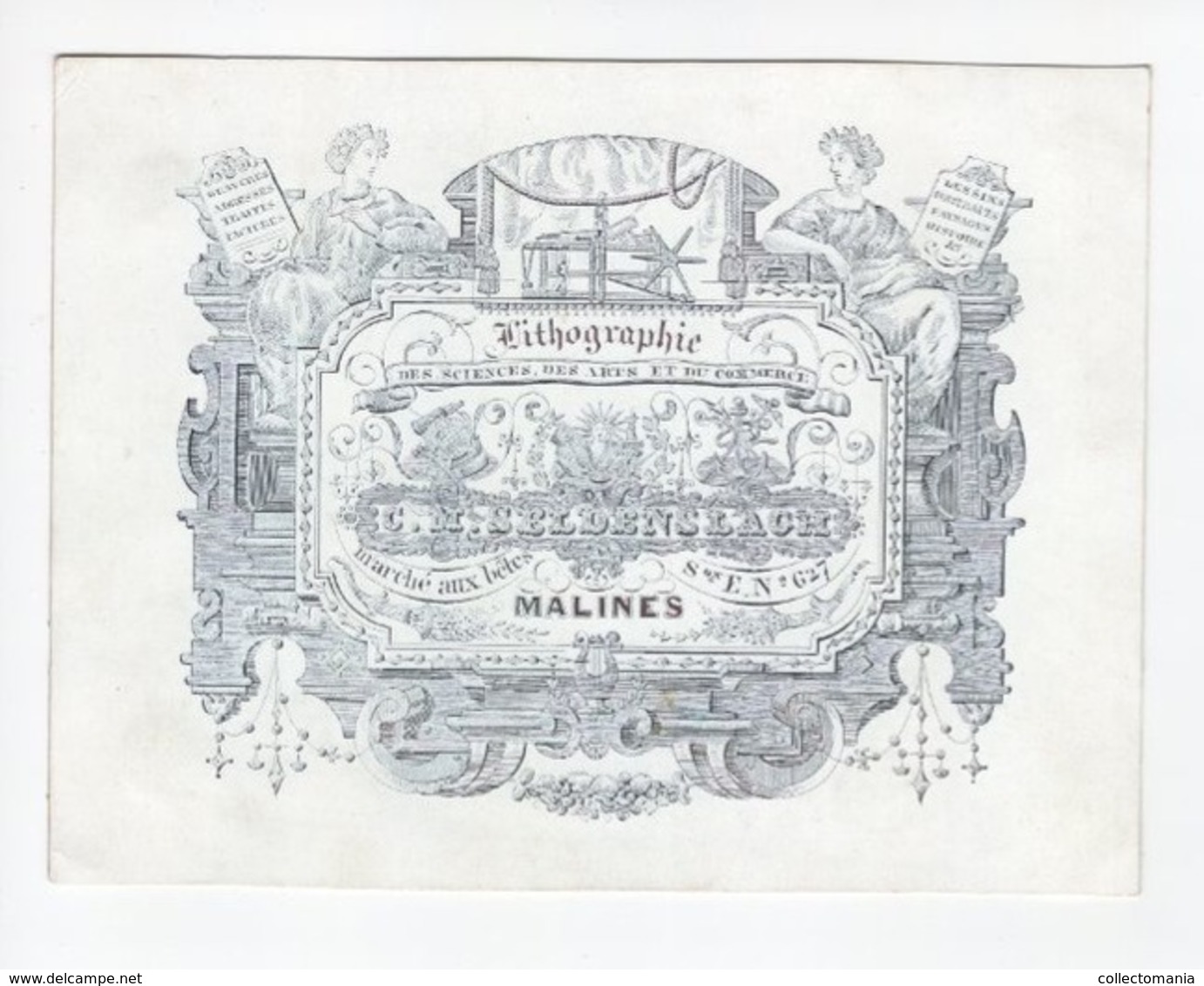 1 Carte Porcelaine  Lithographie Des Sciences Des Arts Et Du Commerce C.Seldenslach Marché Aux Bêtes  Maline  15,5x12 Cm - Porcelaine