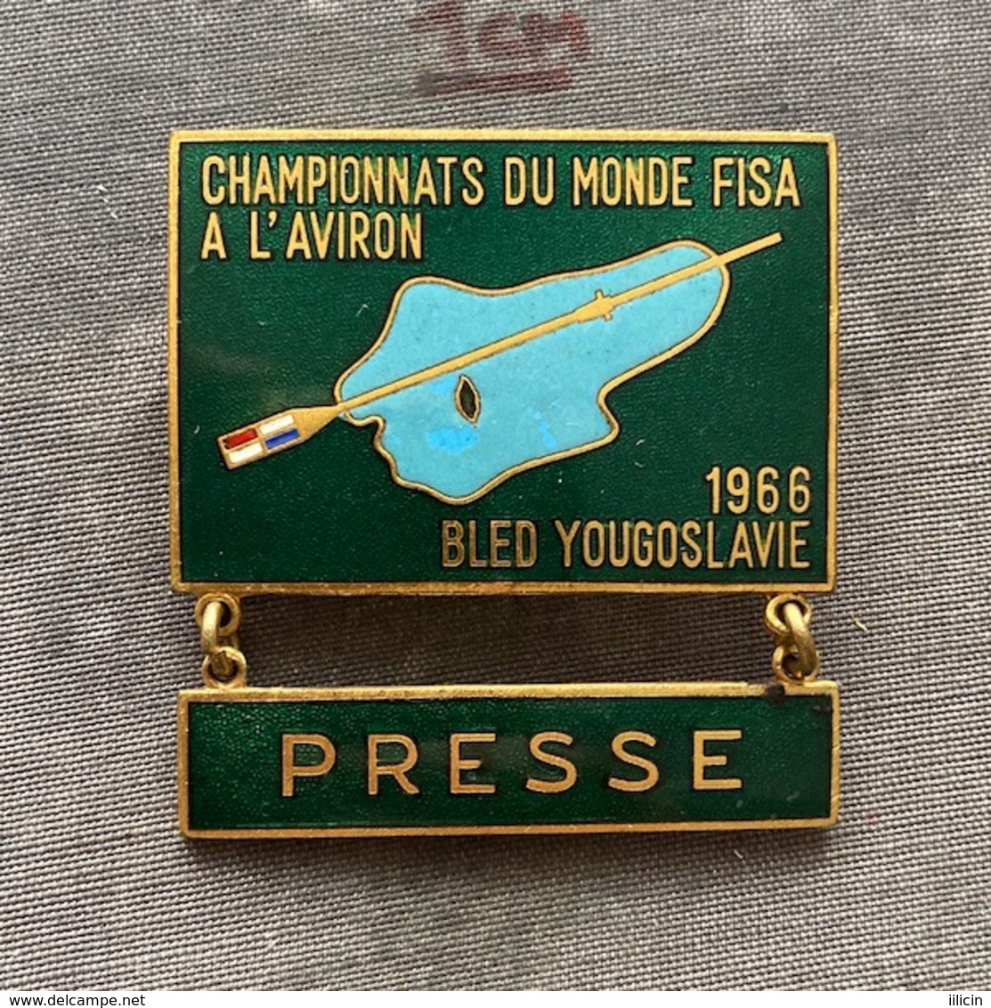 Badge Pin ZN009414 - Rowing Kayak Canoe Yugoslavia Slovenia Bled World Championship 1966 PRESSE - Roeisport