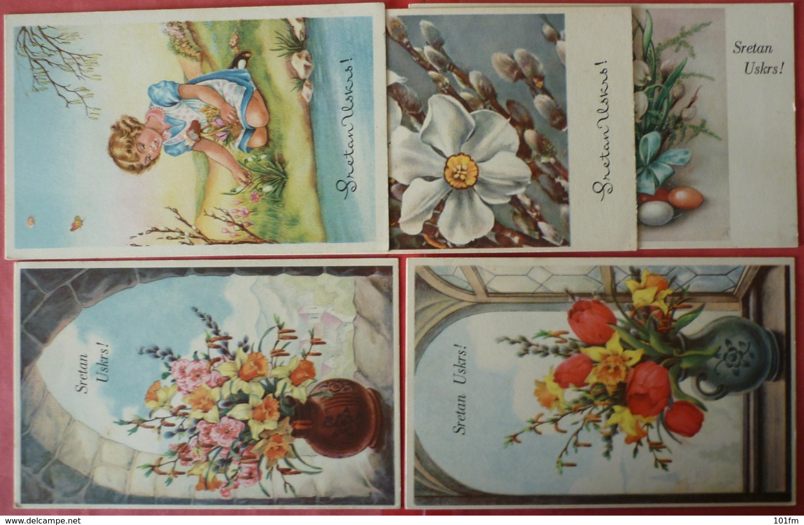 EASTER LOT OF 5 UNUSED POSTCARDS - SRETAN USKRS - Pascua