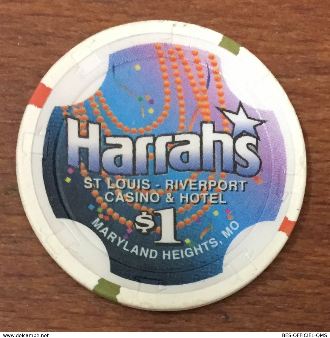 ÉTATS-UNIS USA MARYLANDSAINT LOUIS HARRAHS CASINO CHIP 1 $ JETON TOKENS COINS - Casino