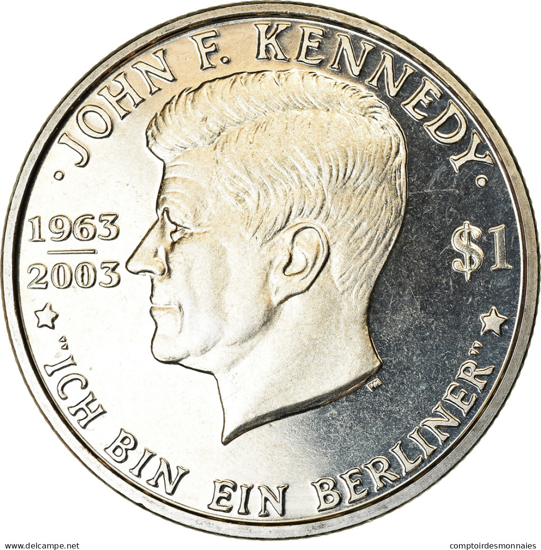 Monnaie, BRITISH VIRGIN ISLANDS, Dollar, 2003, Franklin Mint, JFK - "Ich Bin Ein - Iles Vièrges Britanniques