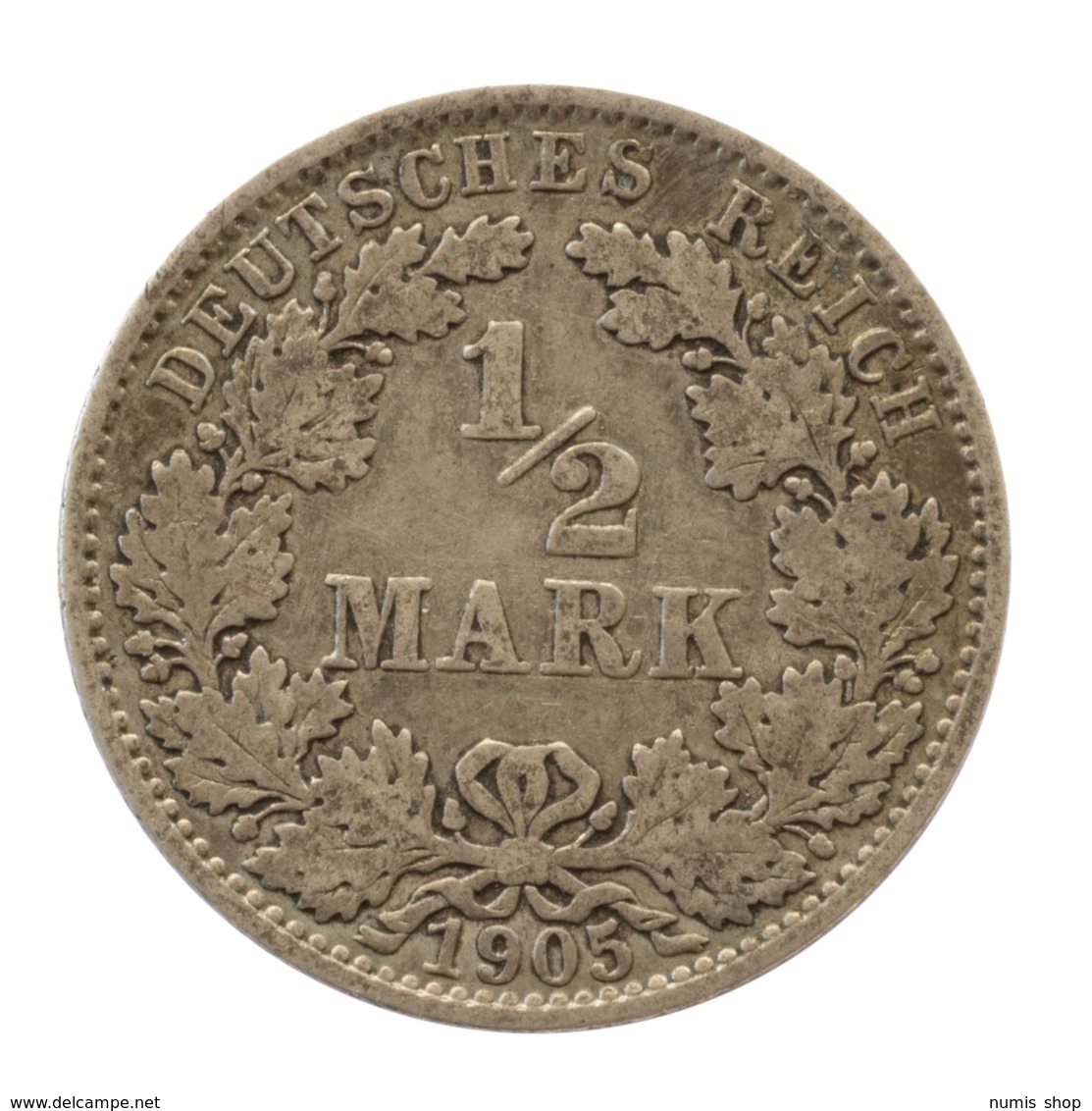 GERMANY - EMPIRE - 1/2 Mark - 1905 - E - Freiberg - Silver - #DE003 - 1/2 Mark