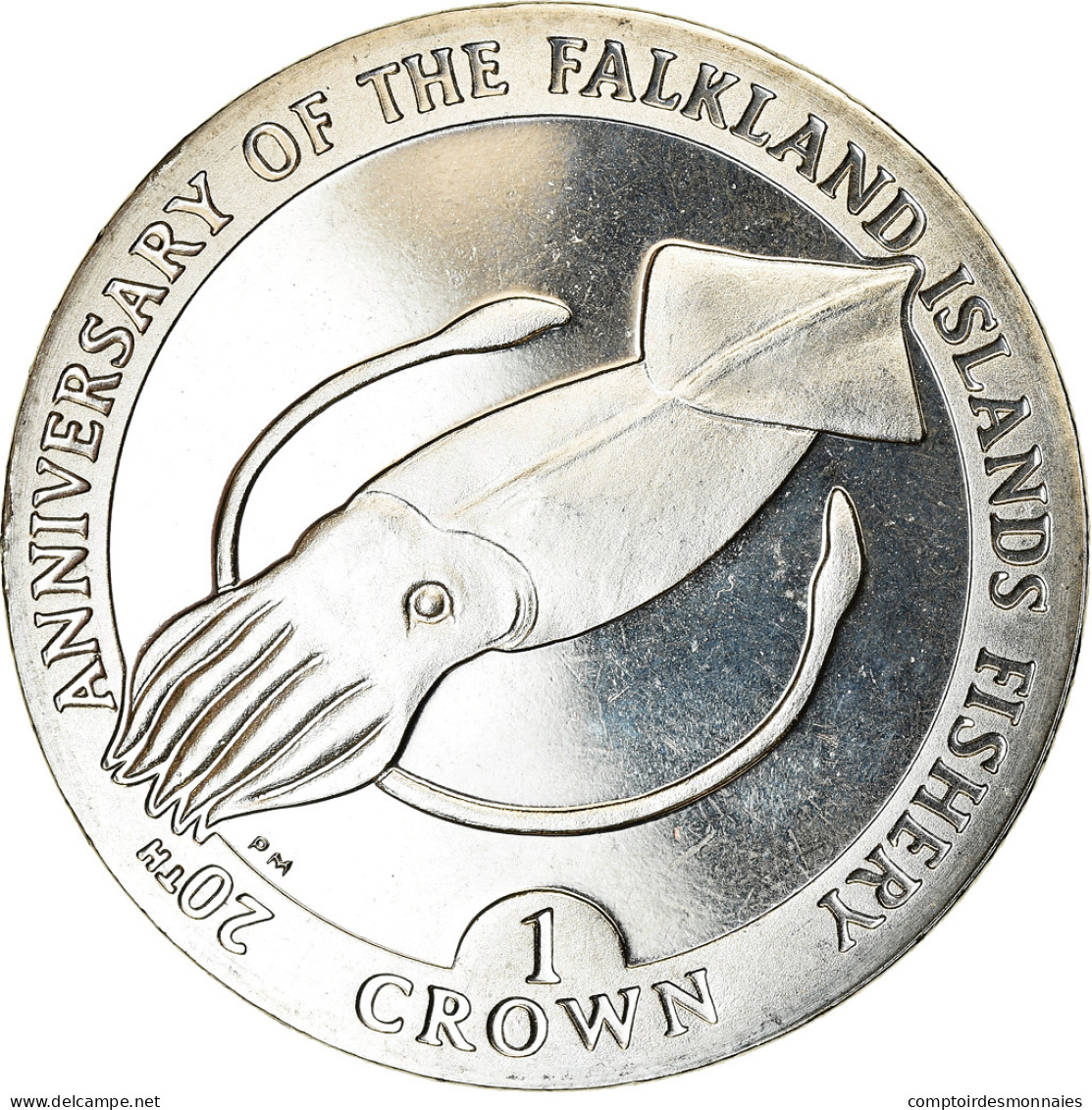 Monnaie, Falkland Islands, 2 Pounds, 2007, 20ème Anniversaire De La Pêche - Falkland