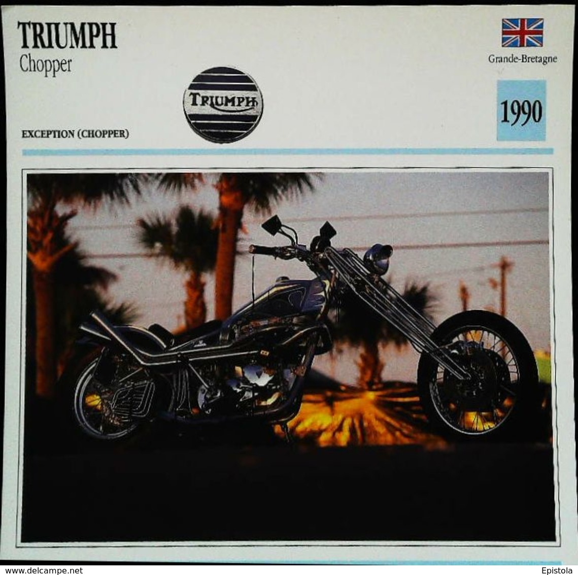 "Motorbike TRIUMPH  650cc Chopper 1990" Moto Anglaise - Collection Fiche Technique Edito-Service S.A. - Collections