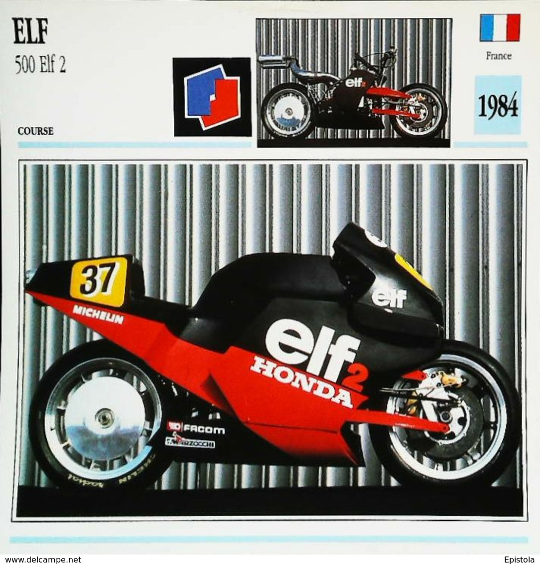 "ELF 500cc Elf2 1984" Moto Française - Collection Fiche Technique Edito-Service S.A. - Collections