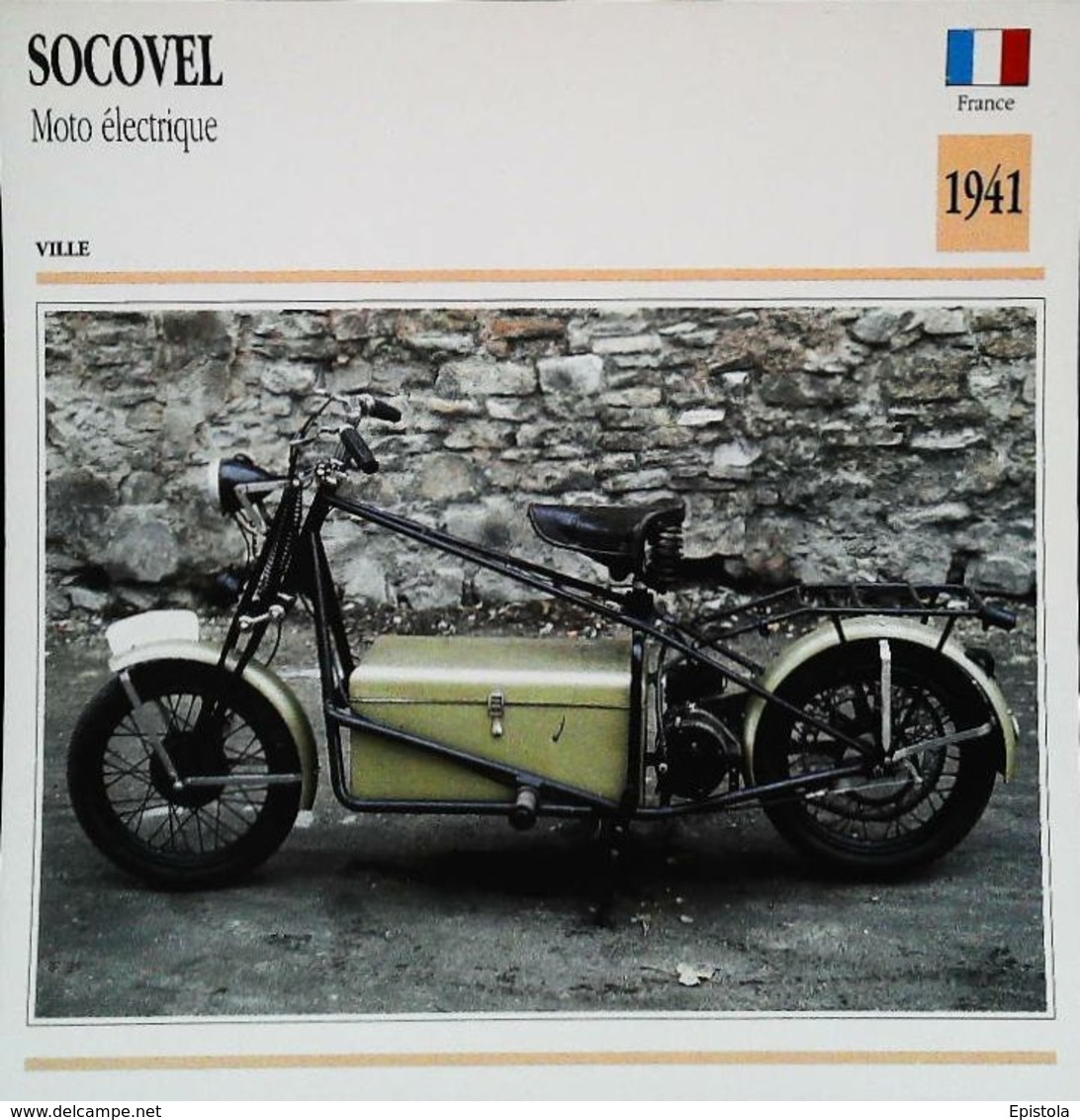 "SOCOVEL Electrique 1941" Moto Française - Collection Fiche Technique Edito-Service S.A. - Collections