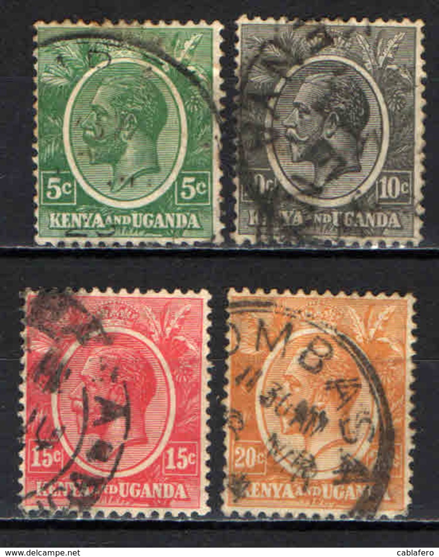 KENYA AND UGANDA - 1922 - EFFIGIE DEL RE GIORGIO V - Wmk. 4 -  USATI - Kenya & Uganda