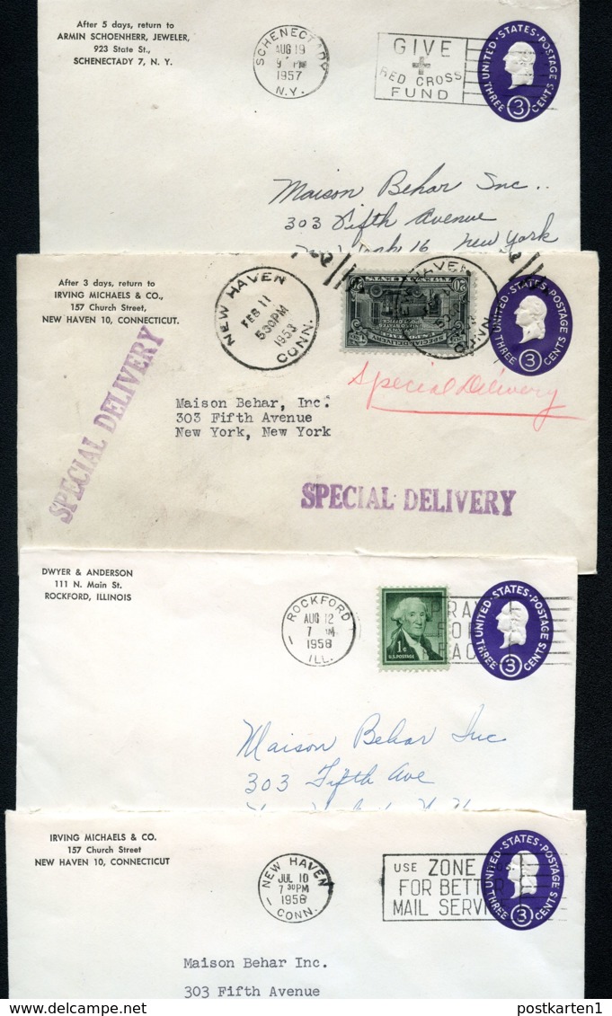U534b-c 4 PSE Covers Used To NYC + SPECIAL DELIVERY 1953-58 - 1941-60