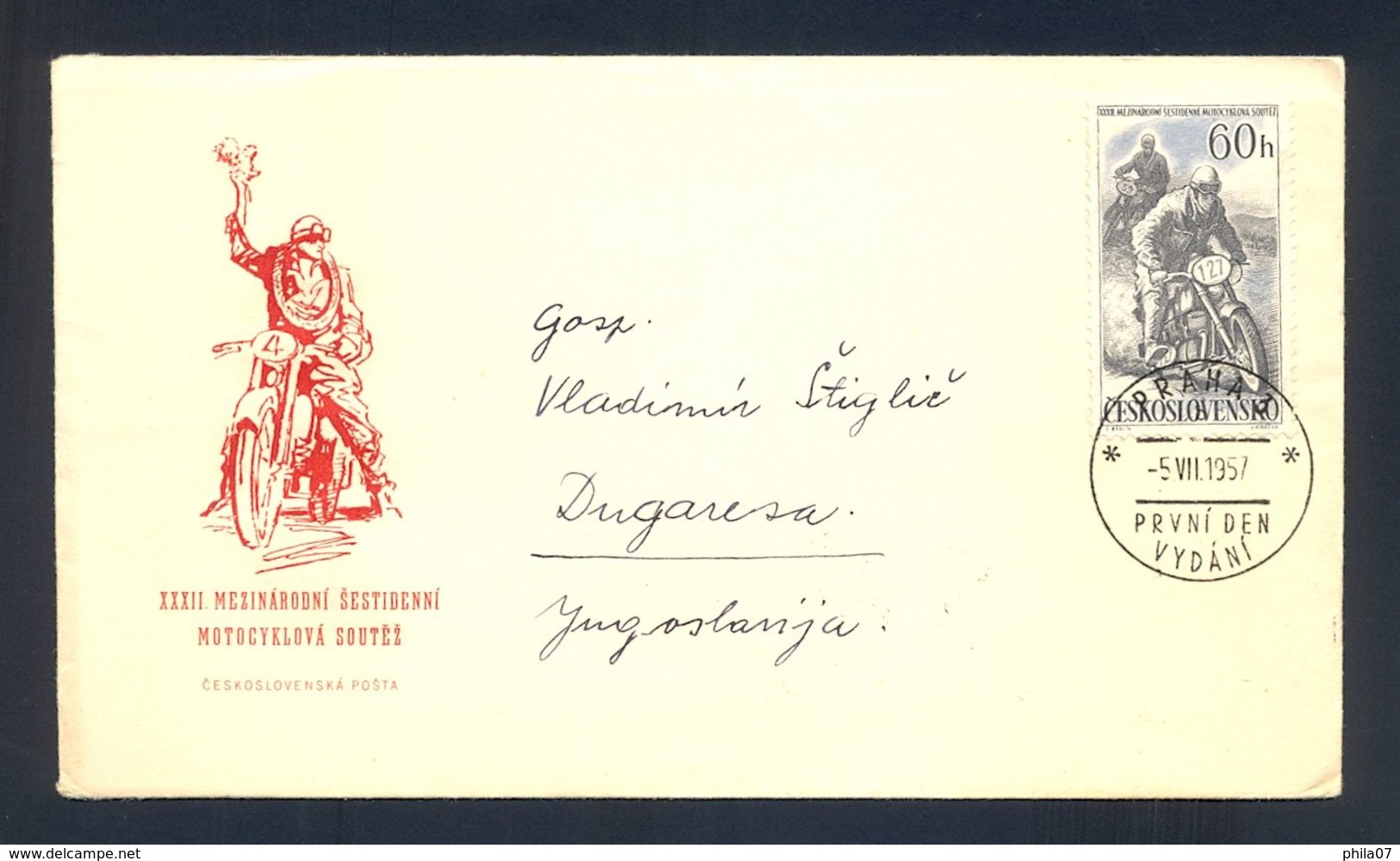 CZECHOSLOVAKIA 1957 - FDC - Nice Illustrated Cover With Commemorative Cancel And Stamp. - Otros & Sin Clasificación