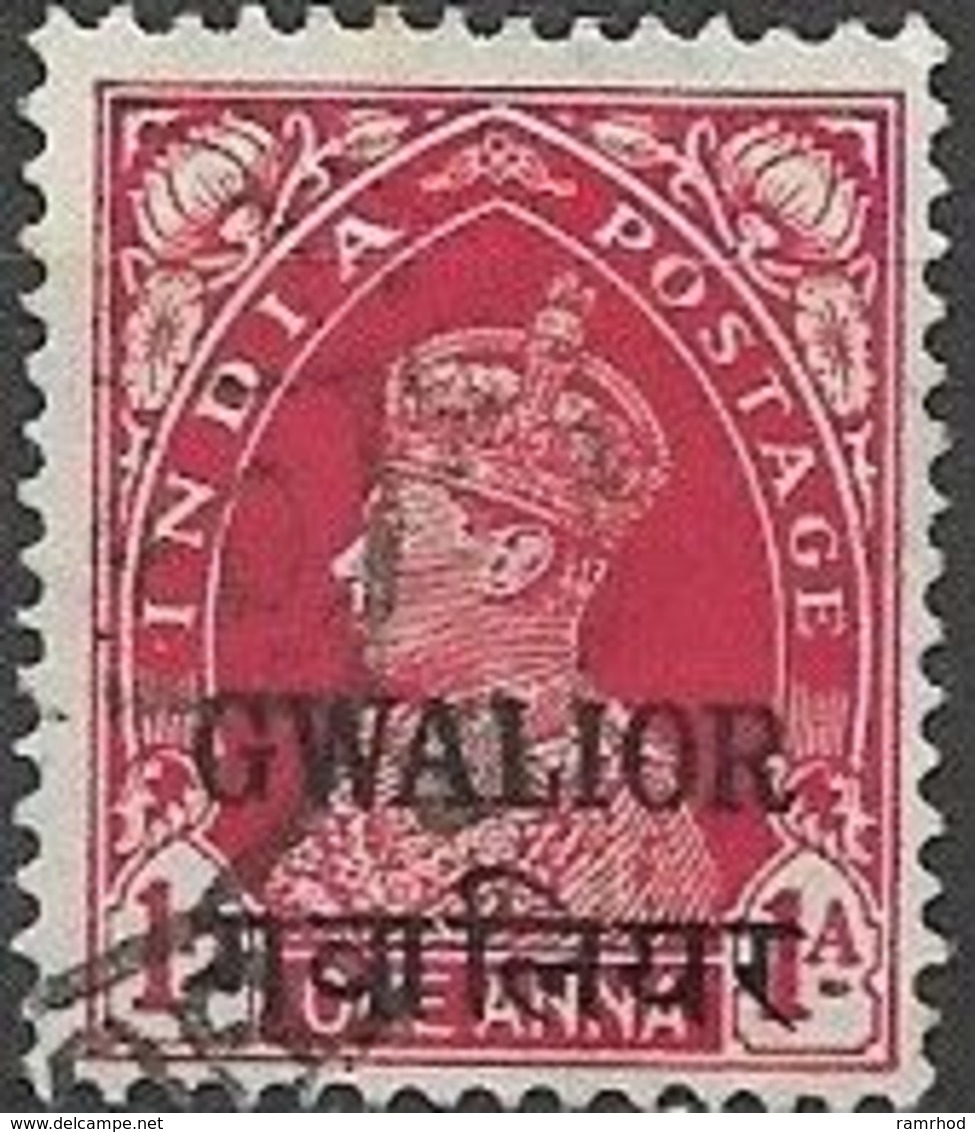 GWALIOR 1938 King George VI - 1a Red FU - Gwalior