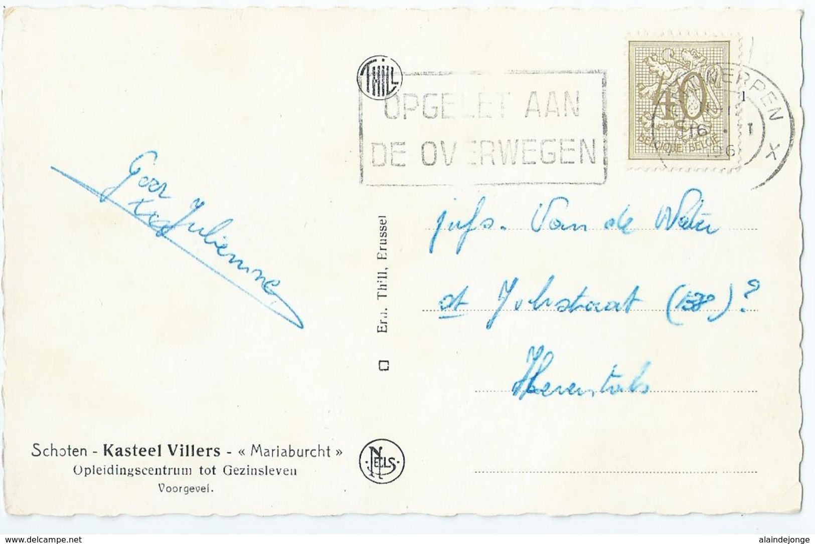 Schoten - Kasteel Villers "Mariaburcht" - Voorgevel - 1960 - Schoten