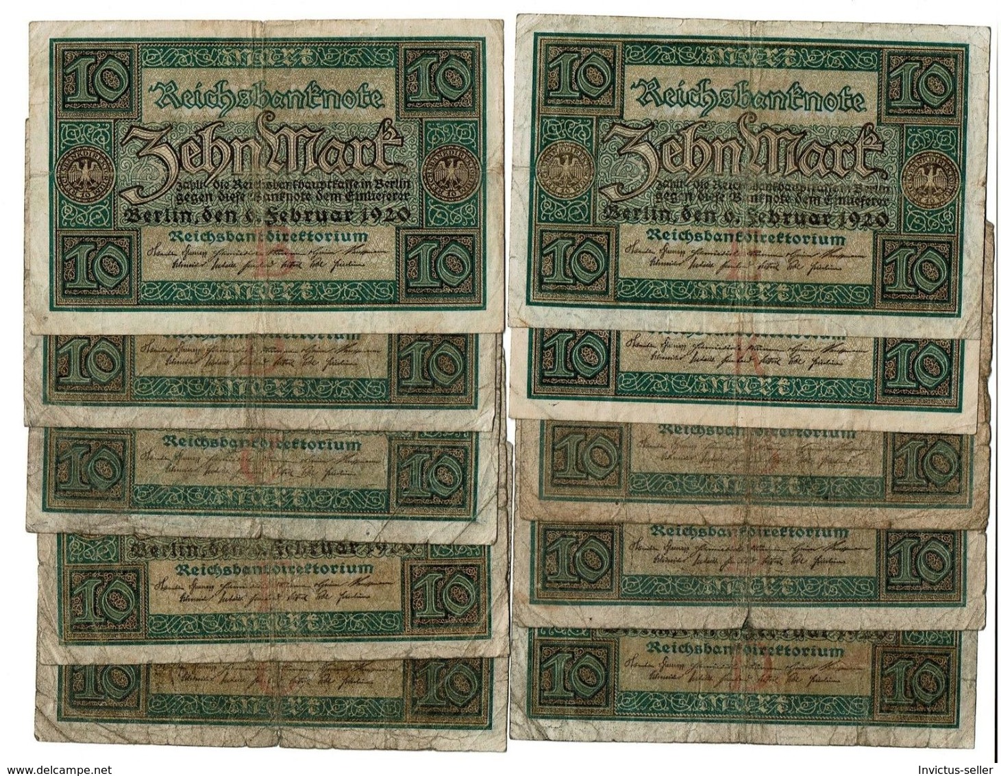 1920  GERMANIA REPUBBLICA DI WEIMAR BANCONOTE TEDESCA 10 ZEHN MARK GERMANY BANKNOT BILLET DE BANQUE ALLEMAND - 10 Mark