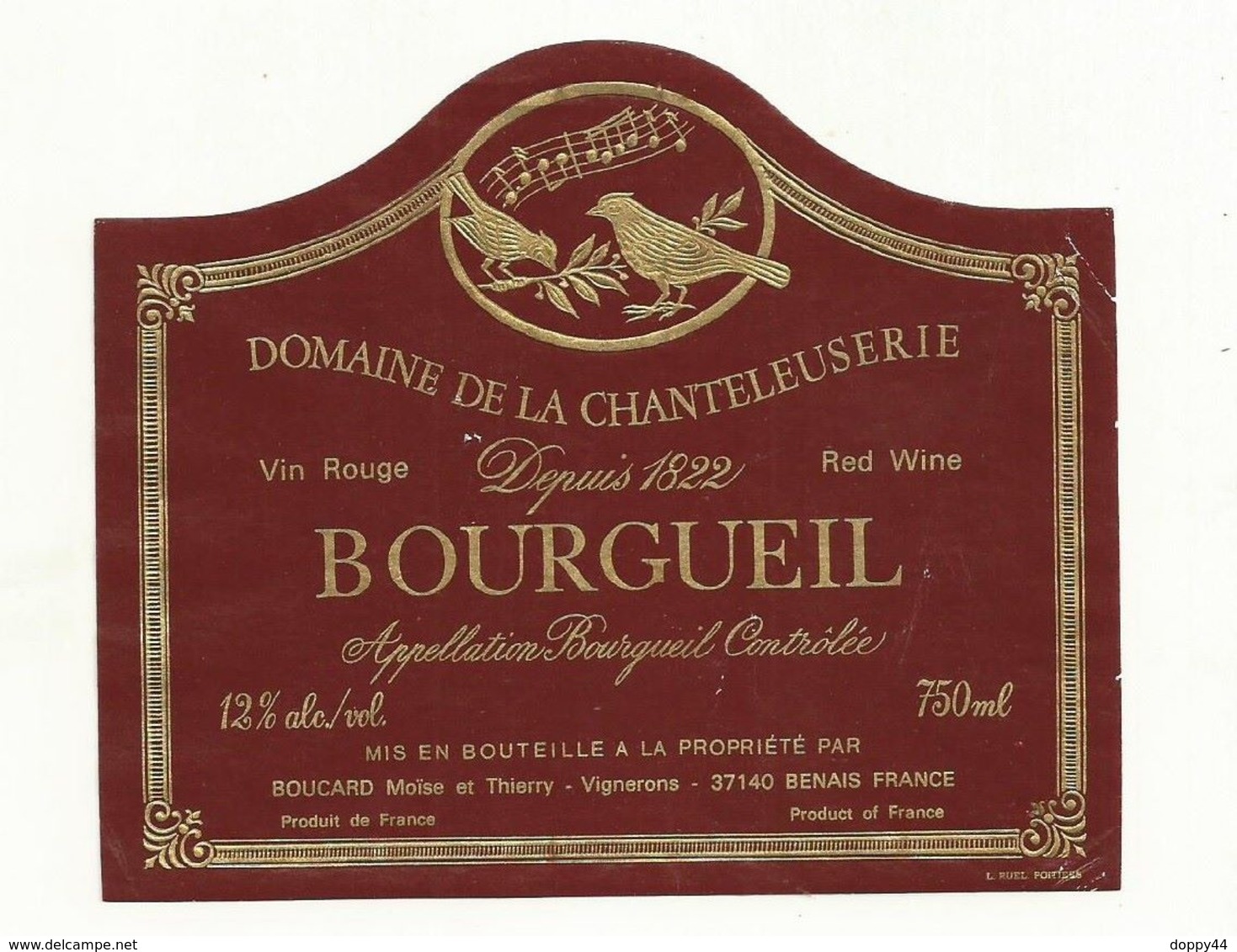 ETIQUETTE DE VIN  SAINT NICOLAS DE BOURGUEIL. - Rouges