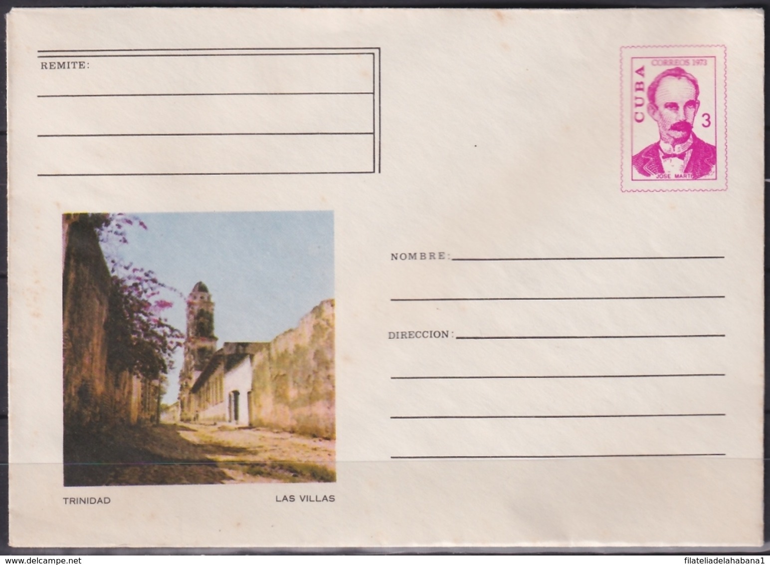 1973-EP-31 CUBA 1973 3c POSTAL STATIONERY COVER. VISTA DE UNA CALLE DE TRINIDAD - Briefe U. Dokumente