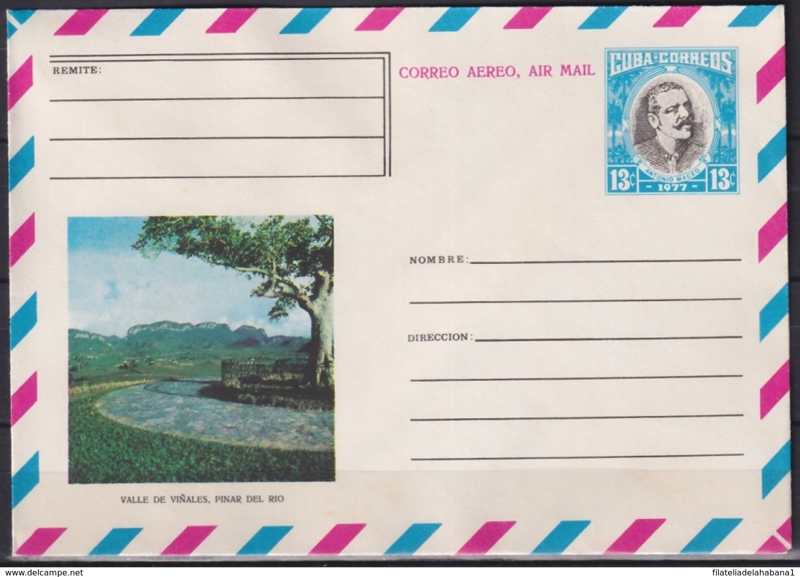 1977-EP-66 CUBA 1977 13c POSTAL STATIONERY COVER. PINAR DEL RIO VALLE DE VIÑALES VALLEY. - Brieven En Documenten