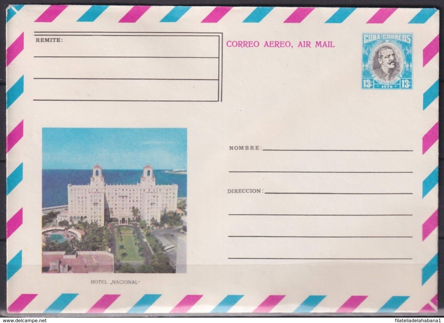 1979-EP-125 CUBA 1979 13c POSTAL STATIONERY COVER. HAVANA. HOTEL NACIONAL. - Cartas & Documentos