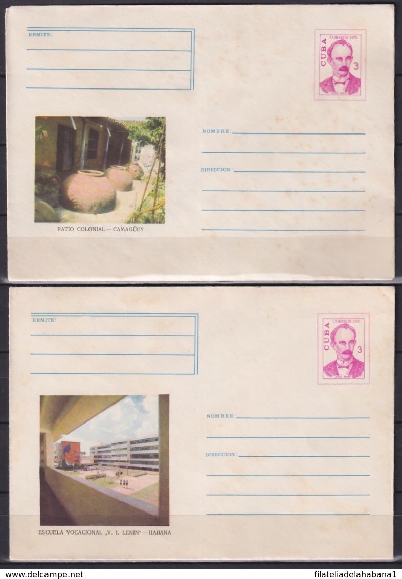 1975-EP-115 CUBA 1975 COMPLETE SET 10 POSTAL STATIONERY COVER COMPLETE YEAR. - Briefe U. Dokumente