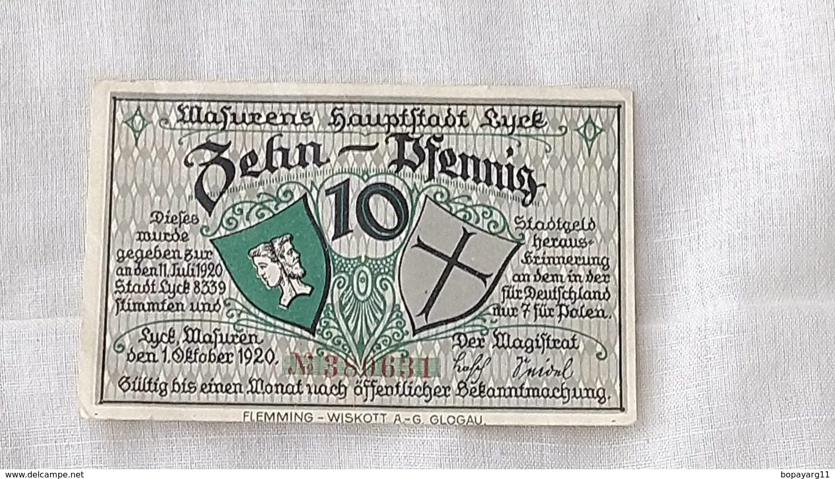 Billet Banknote Germany 10 Pfennig Maturen Notgeld Mark 1920 Paper Money #16 - Non Classés