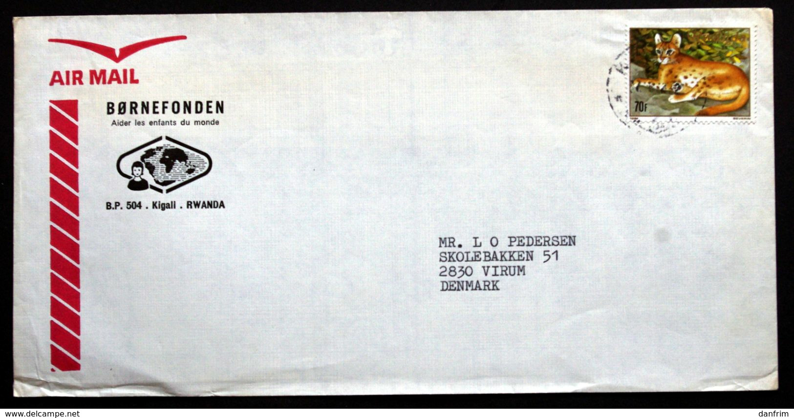 Rwanda Air Mail Cover Children's Foundation  Sent To Denmark  ( Lot 2033 ) - Autres & Non Classés