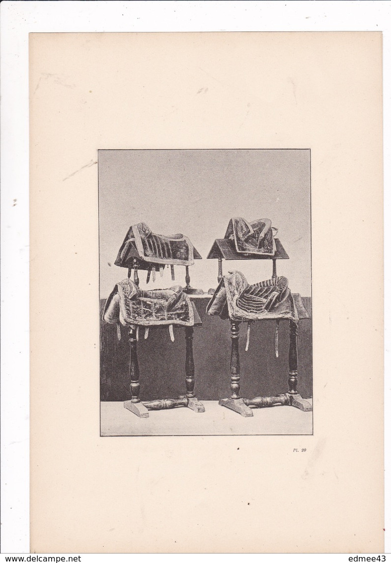 Joli lot de 16 planches fin XIXe siècle EQUITATION : selles, harnais et autres accessoires