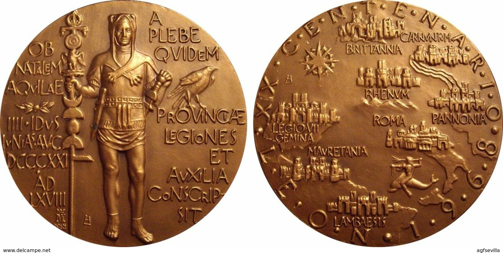 ESPAÑA. MEDALLA FNMT. XIX CENTENARIO LEGIÓN VII. LEÓN, 1.968, BRONCE. ESPAGNE. SPAIN MEDAL - Professionali/Di Società