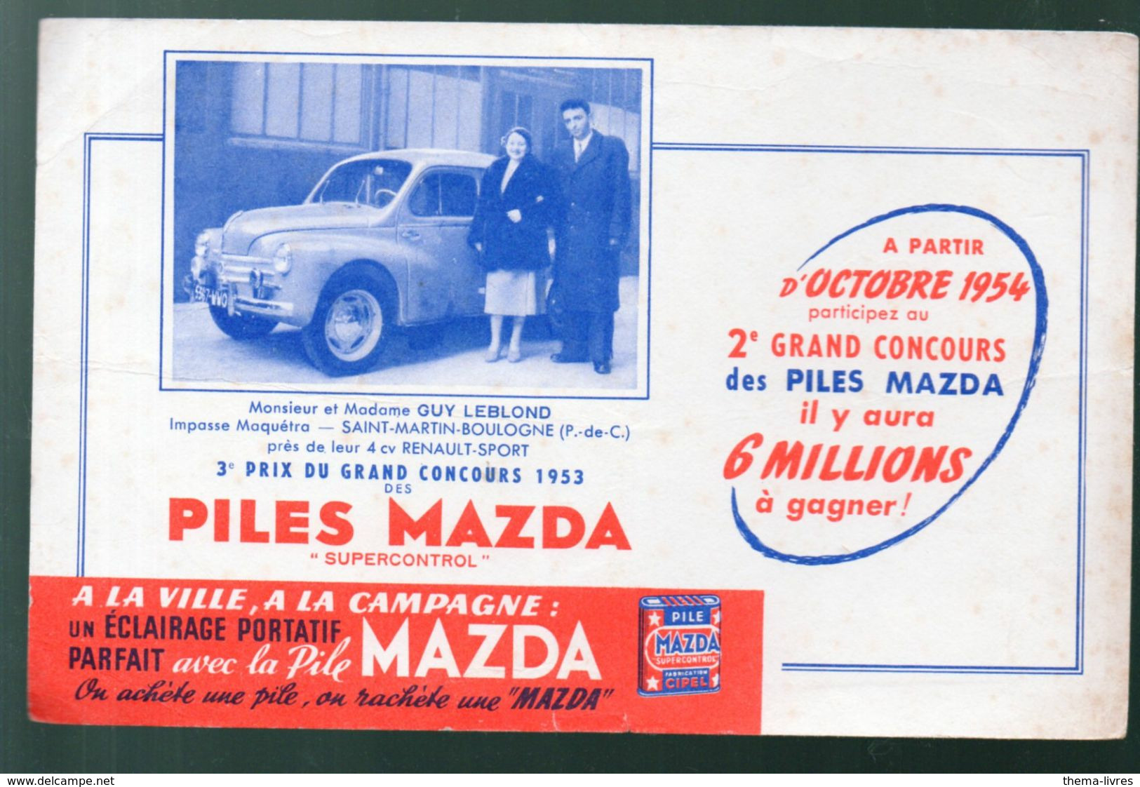 Buvard MAZDA : La 4CV RENAULT (sport)  (M0653) - Automobile