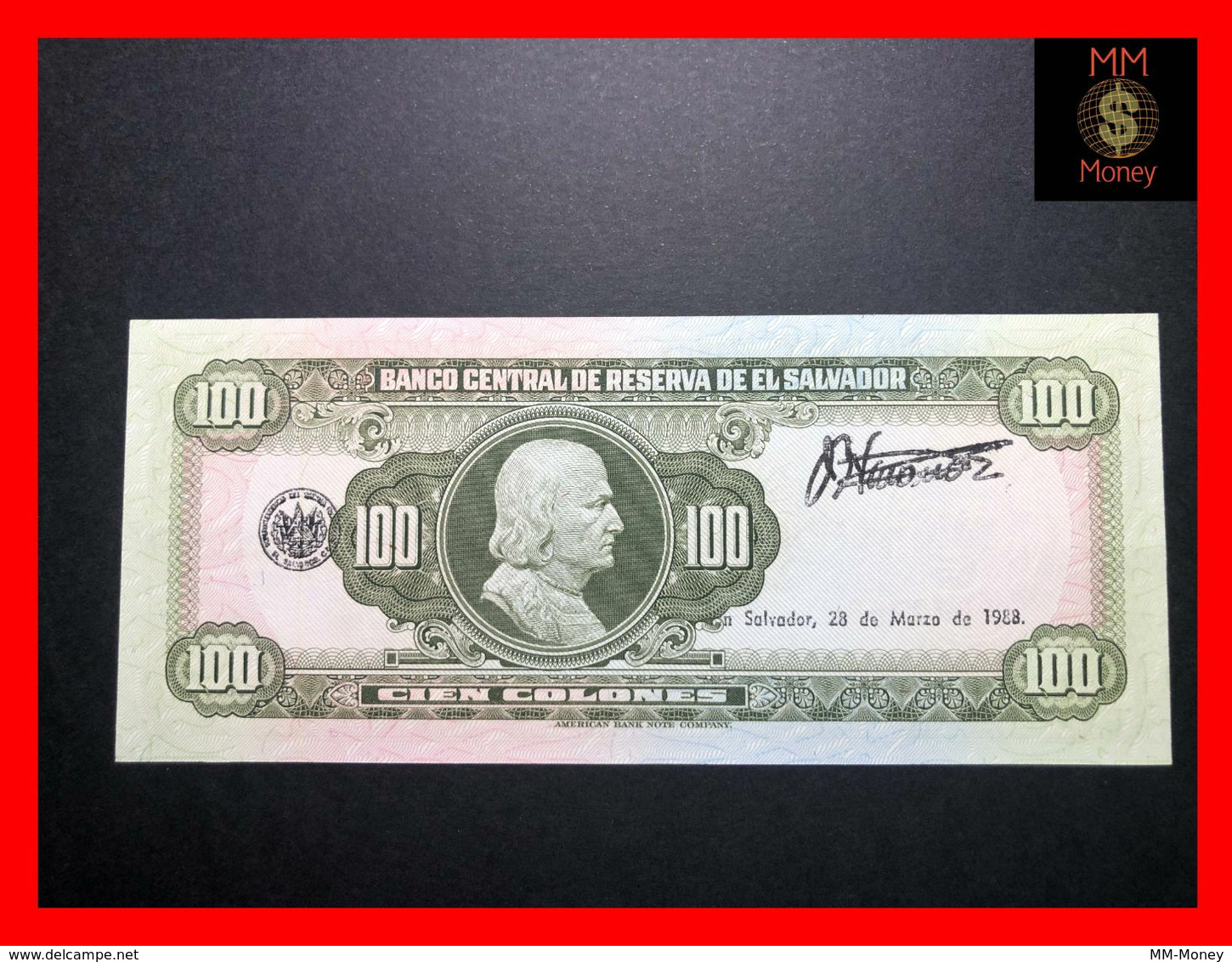 EL SALVADOR 100 Colones 17.3.1988 P. 137  *rare*  AUNC - Salvador