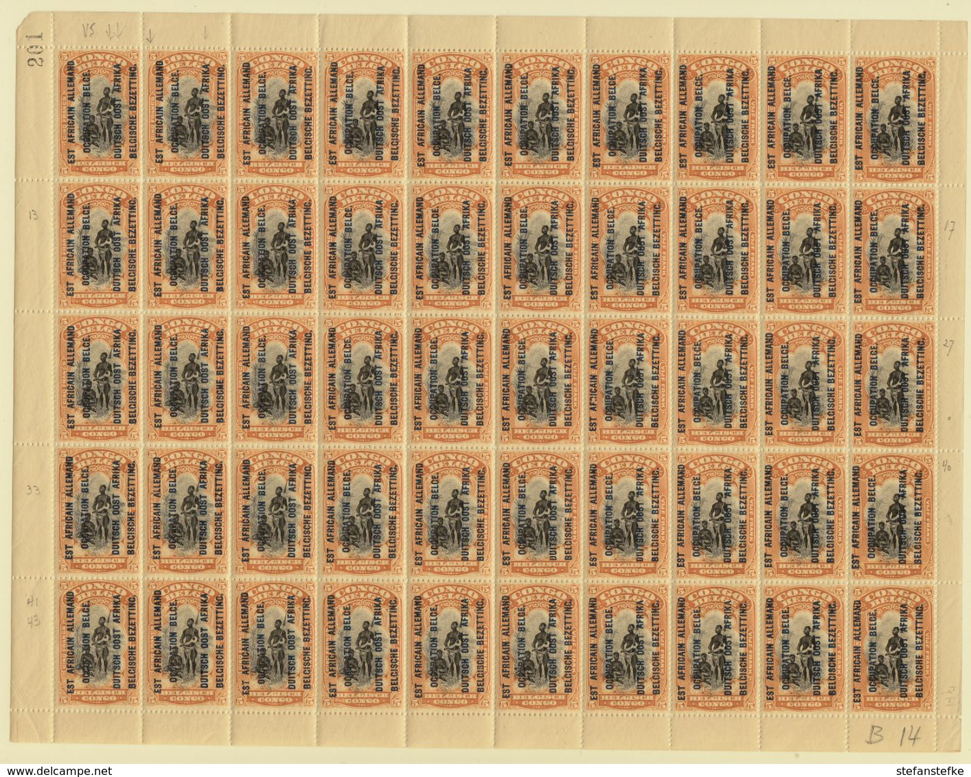 Ruanda - Urundi Ocb Nr :  35 Type B T14  ** MNH  (zie  Scan) II2A4 Surcharge L2 - Feuilles Complètes