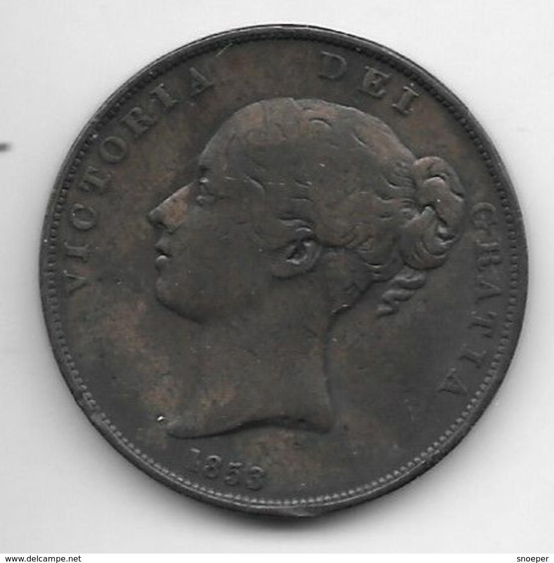 *great Britain 1 Penny 1853 Plain Trident  Km 739    Fr+ Catalog Val 40 $ - D. 1 Penny