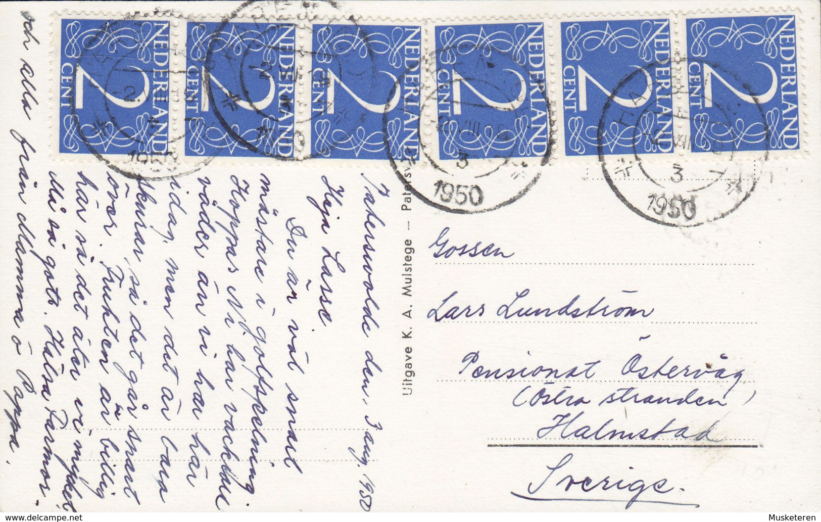 Netherlands PPC Paterswolde K. A. Mulstege HAREN 1950 Echte Real Photo Véritable 2x 3-Stripe Franking (2 Scans) - Haren