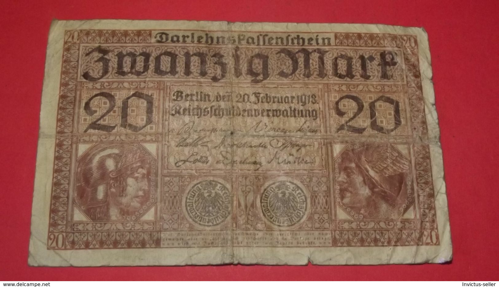 1918  GERMANIA PRIMA GUERRA MONDIALE BANCONOTE TEDESCA 20 REICH MARK GERMANY BANKNOT BILLET DE BANQUE ALLEMAND NAZI - 20 Mark