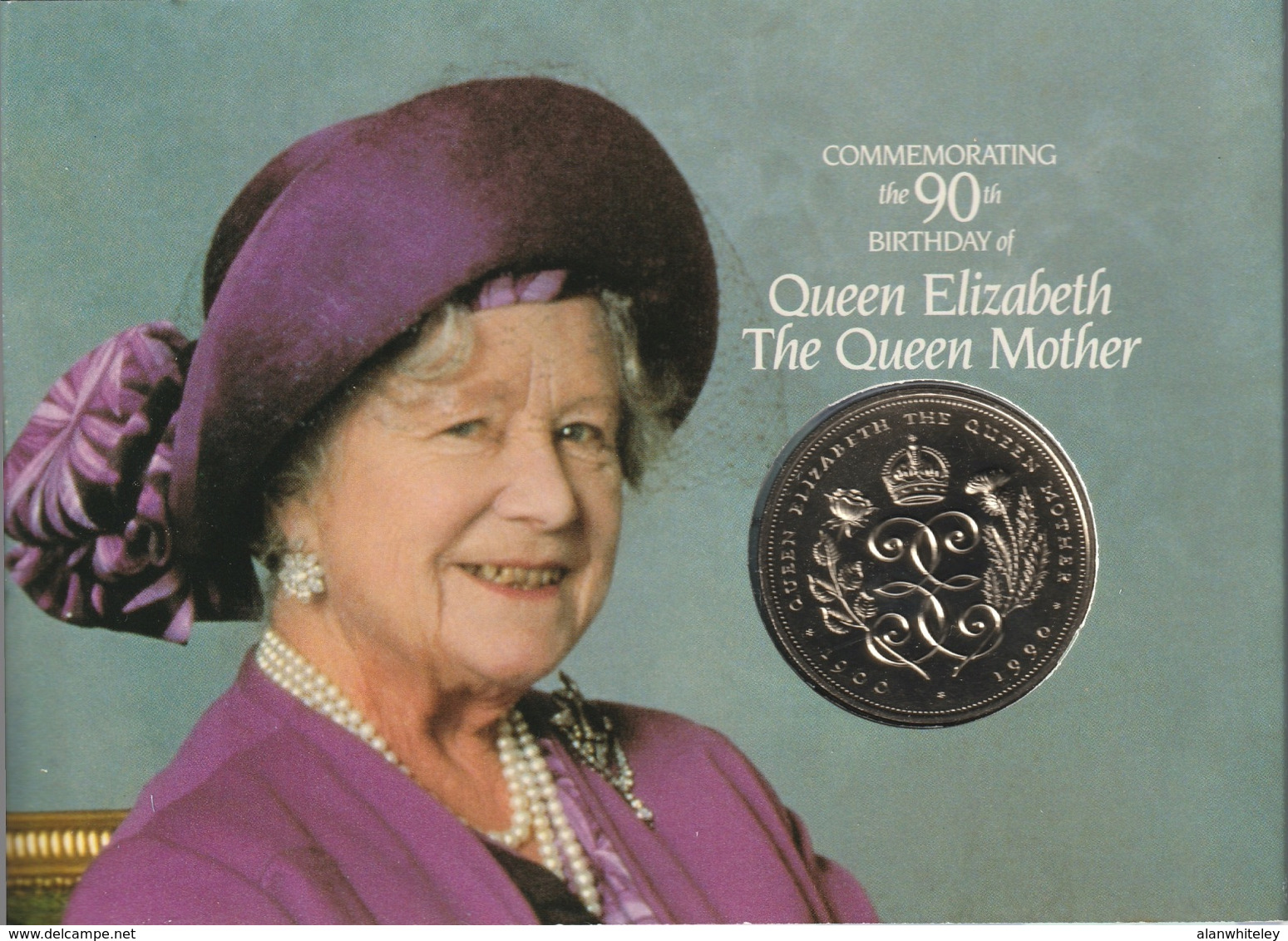 GREAT BRITAIN 1990 GBP5.00 Queen Mother's 90th Birthday: Single Coin (in Pack) BRILLIANT UNCIRCULATED - 5 Pounds