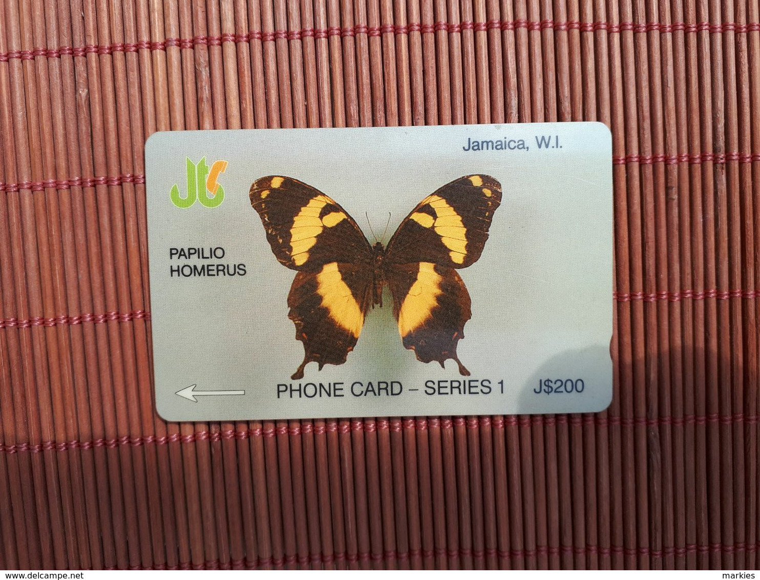 Phonecard Buterfly Jamaica 200 $ Used Control Number 8 JAMD Used Rare - Giamaica