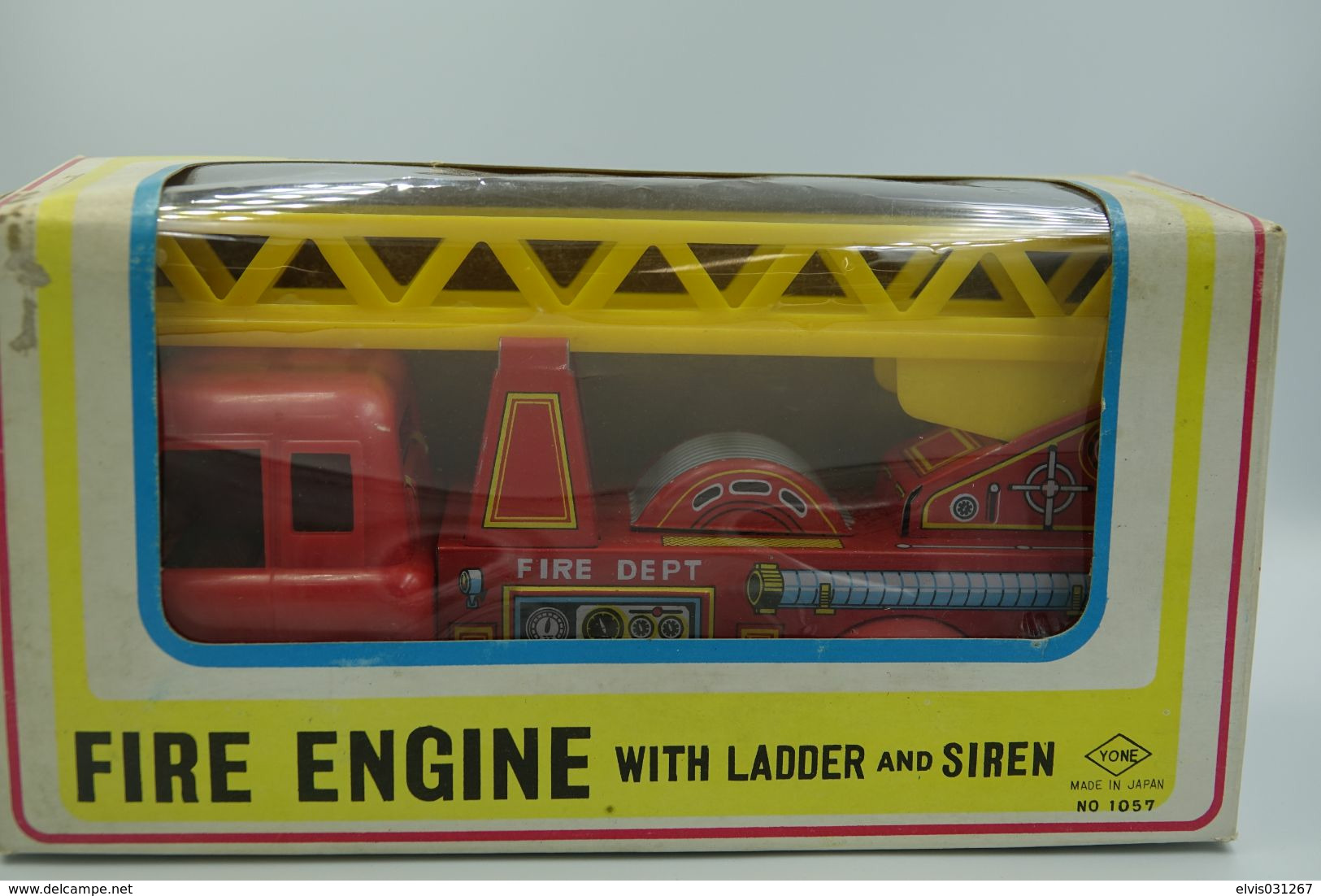 Vintage TIN TOY CAR : Mark YONE With BOX - Fire Engine Truck 1057 - 22cm - Japan - 1960's - Friction Powered - Collectors Et Insolites - Toutes Marques