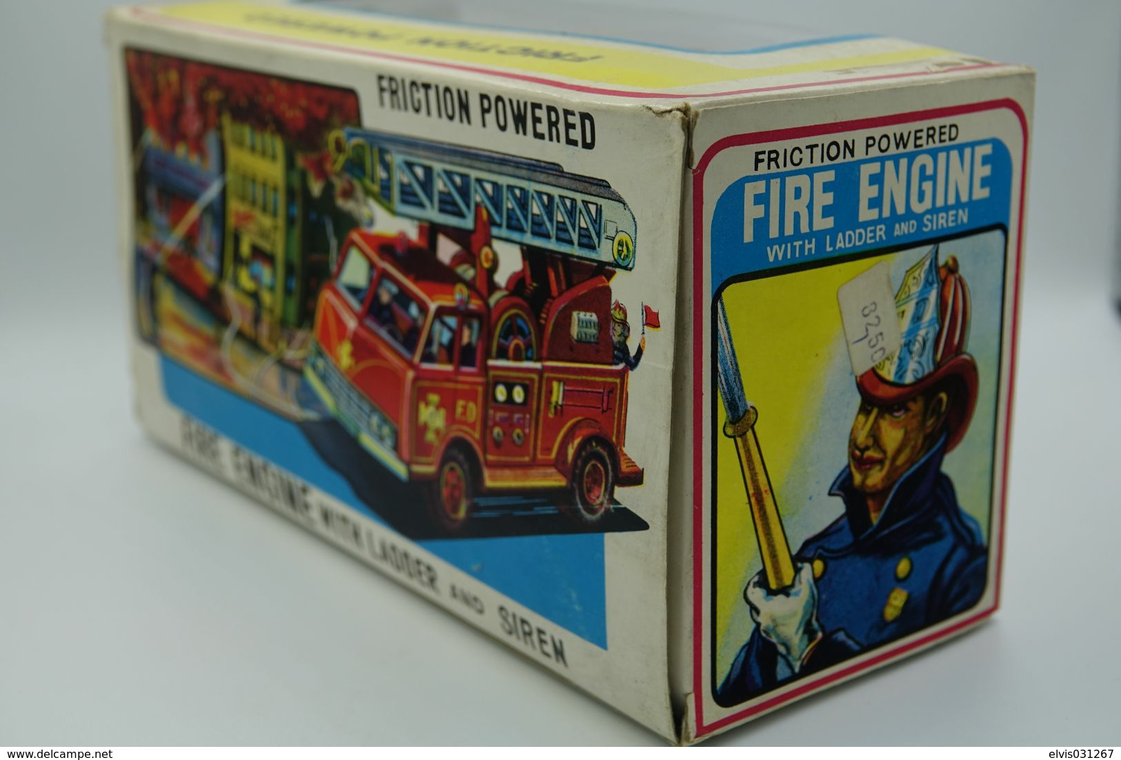 Vintage TIN TOY CAR : mark YONE with BOX - Fire Engine Truck 1057 - 22cm - Japan - 1960's - Friction Powered