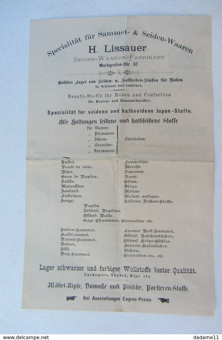 Berlin 1886 H Lissauer Mode - Kleidung & Textil