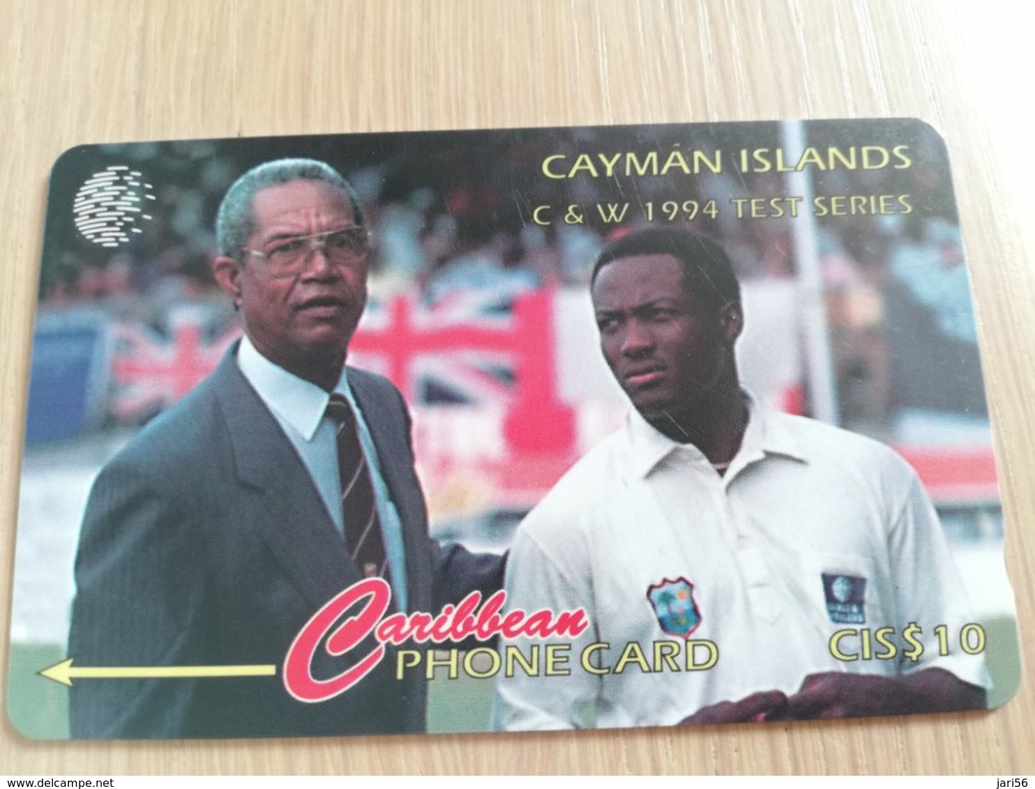 CAYMAN ISLANDS  CI $ 10,-  CAY-12A  CONTROL NR 12CCIA  C&W 1994 TEST SERIES CRICKET     Fine Used Card  ** 3087** - Kaimaninseln (Cayman I.)