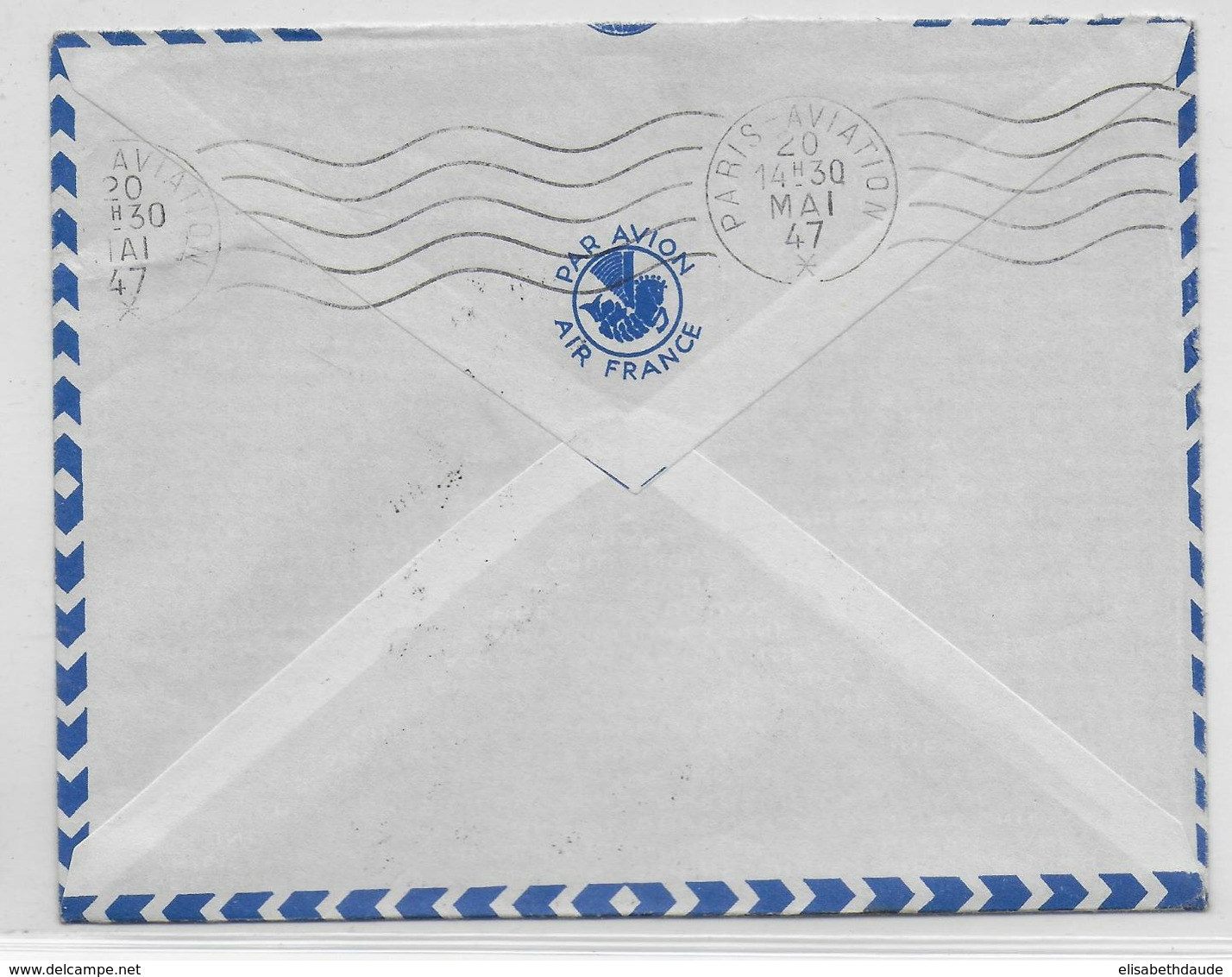 1947 - TUNISIE - ENVELOPPE Par AVION 1° LIAISON POSTALE AERIENNE AIR FRANCE DIRECTE DANS LA JOURNEE De TUNIS => PARIS - Lettres & Documents