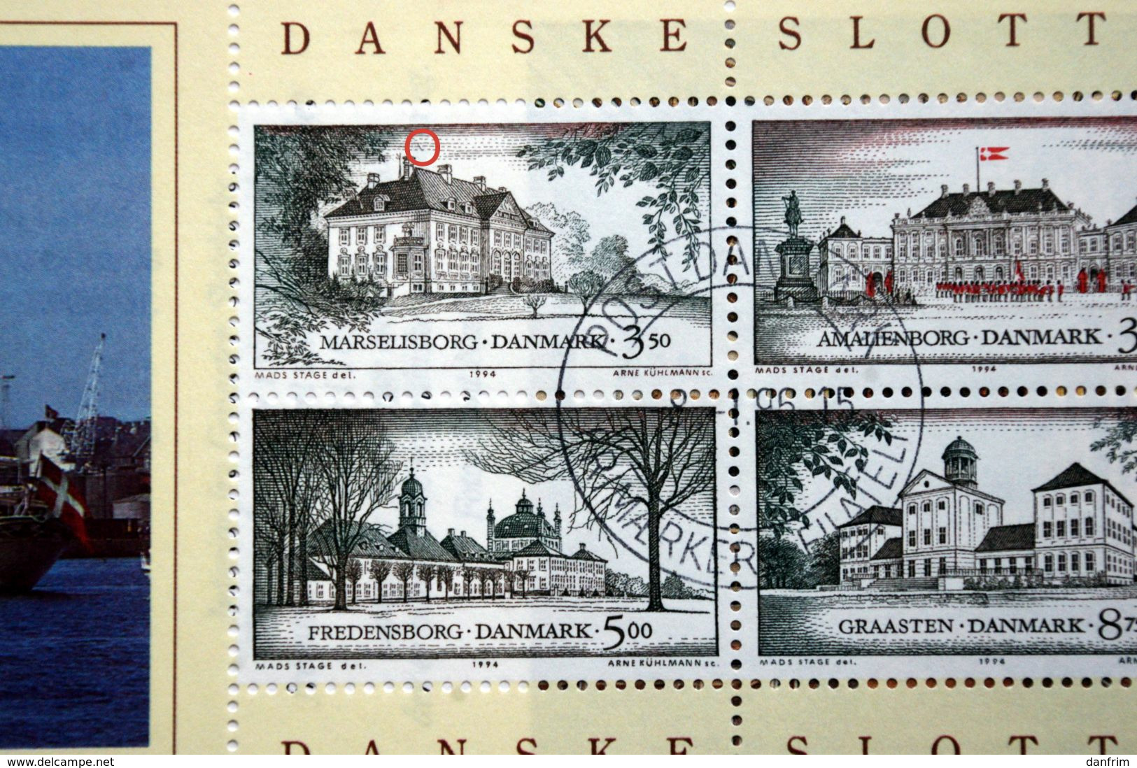 Denmark 1994 ERROR Variety  AFA 1066 Bx Bomb Against Marselisborg  ( Lot 297 ) - Variedades Y Curiosidades