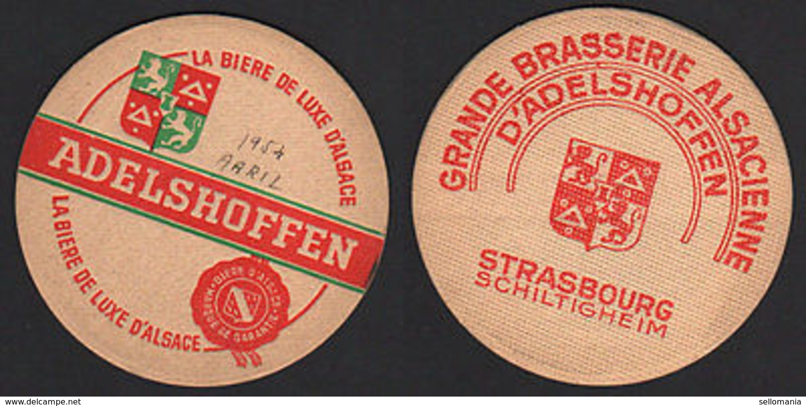 OLD BEER COASTER 1954 ADELSHOFFEN ALSACE FRANCE POSAVASOS CC008 - Bierviltjes