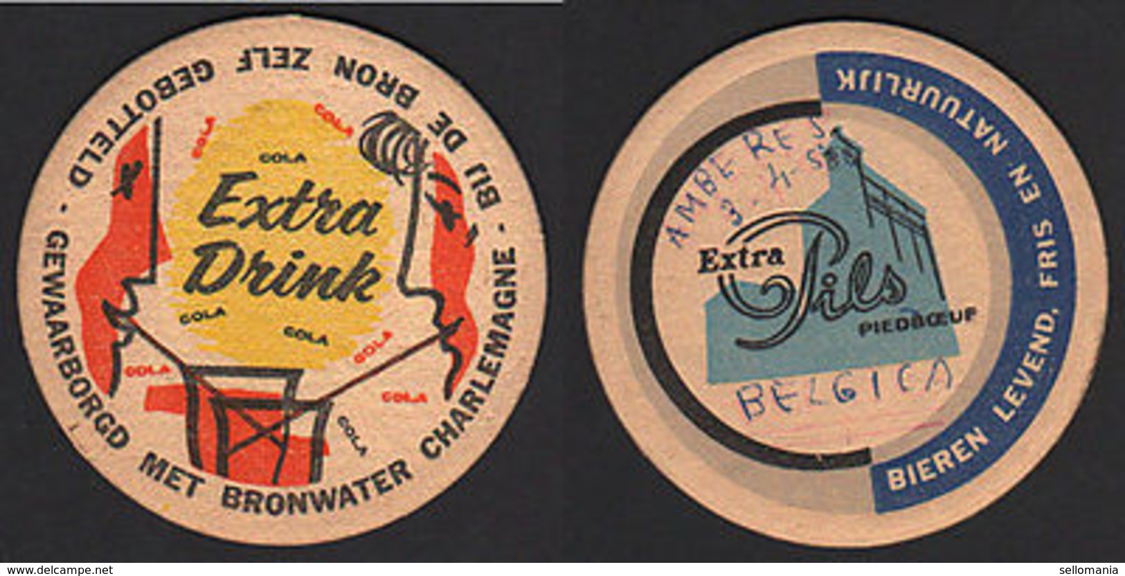 OLD COASTER YEARS 1950-60 EXTRA DRINK COLA BELGIUM  POSAVASOS CC006 - Untersetzer