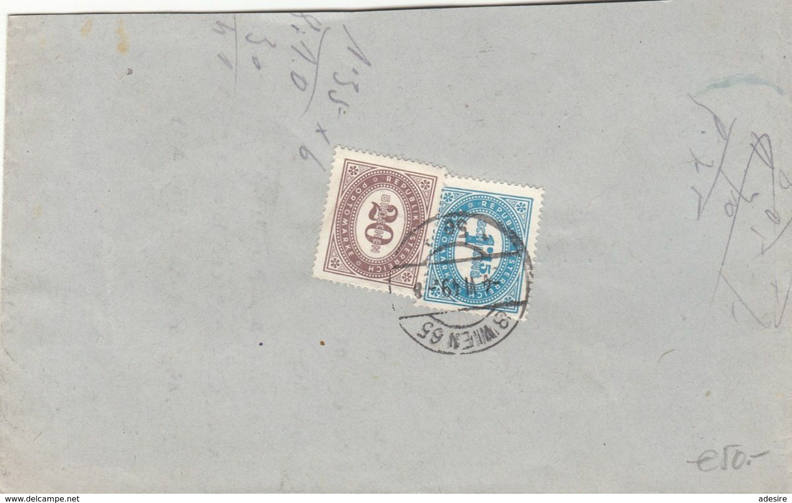 ÖSTERREICH NACHPORTO 1949 - 20 Gro + 1,15 S Nachporto Auf Briefstück Gelaufen V.Wien > Wien VIII ... - Abarten & Kuriositäten