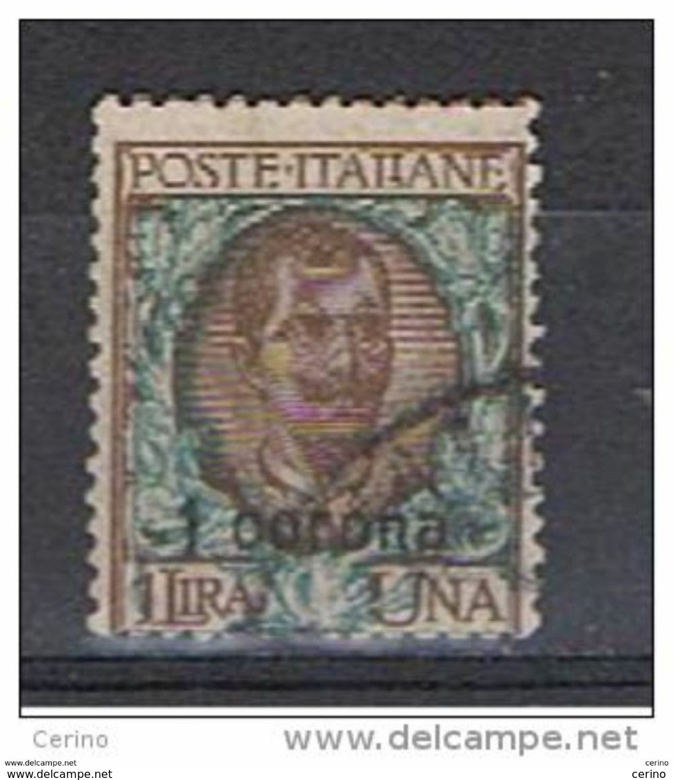 DALMAZIA:  1921/22  SOPRASTAMPATO  -  1 C./£.1  BRUNO  E  VERDE  US. -  SASS. 6 - Dalmatien