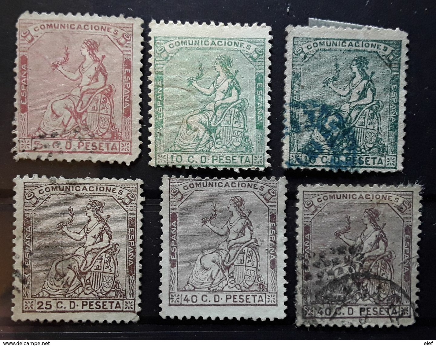 ESPANA ESPAGNE SPAIN 1873, Republica,  6 Timbres Neufs / Obl Yvert 131,132 X 2 Nuances, 134,135 X2 Nuances TB Cote 50 Eu - Used Stamps