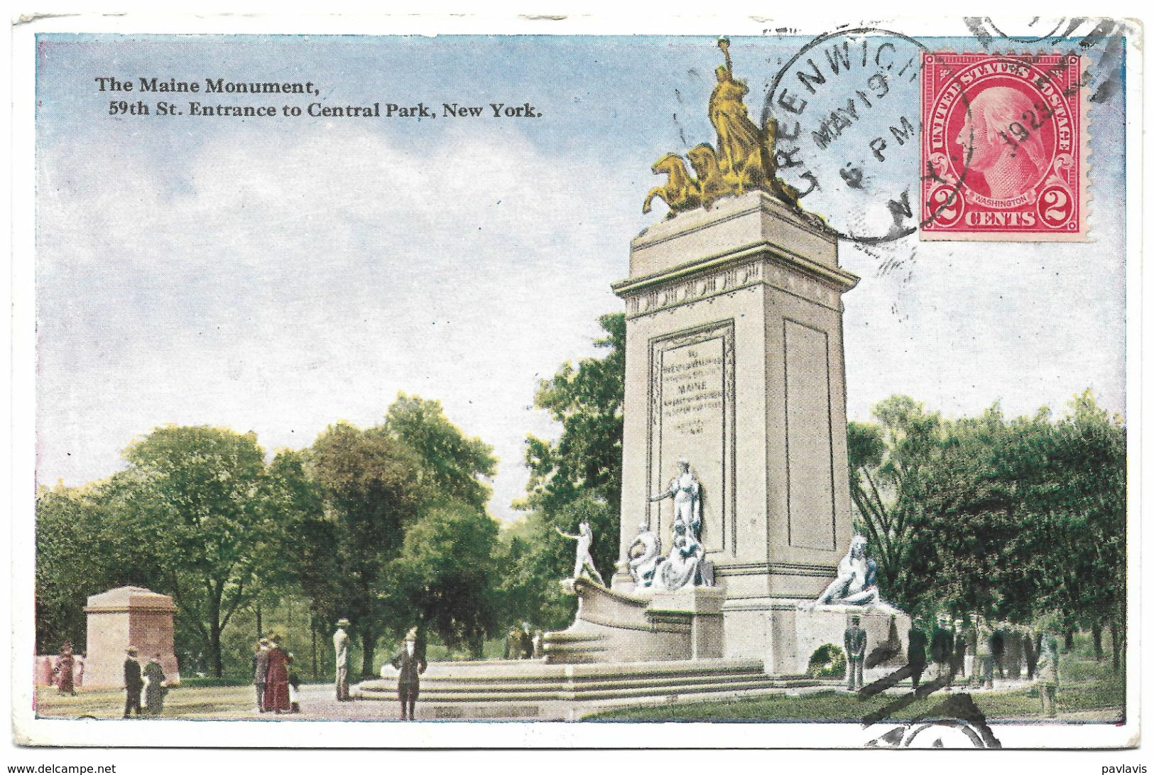 USA – The Maine Monument – 59th St. Entrance To Central Park – New York – A Stamp 2 Cents – Year 1923 - Parks & Gardens